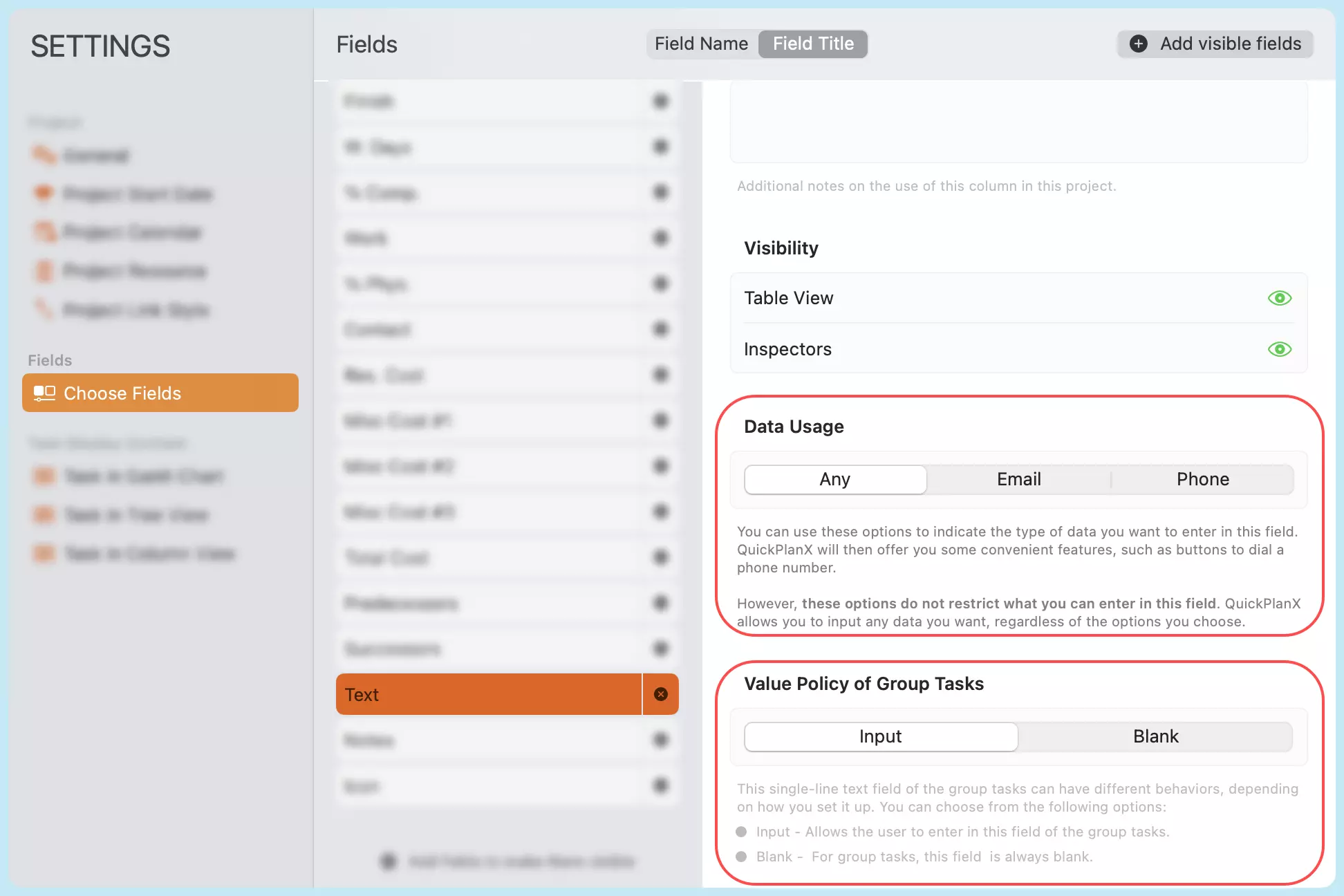 Single-line Text Setting