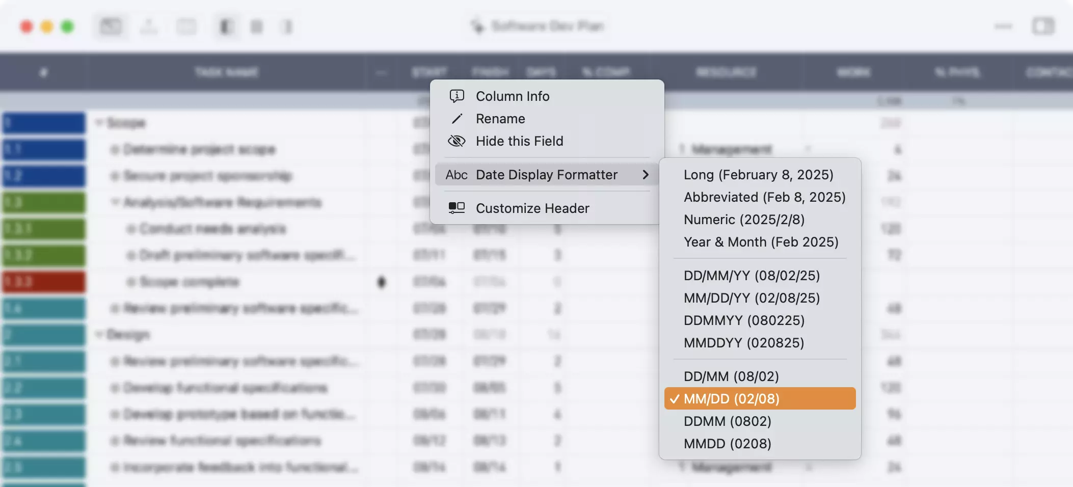 Table Display Options