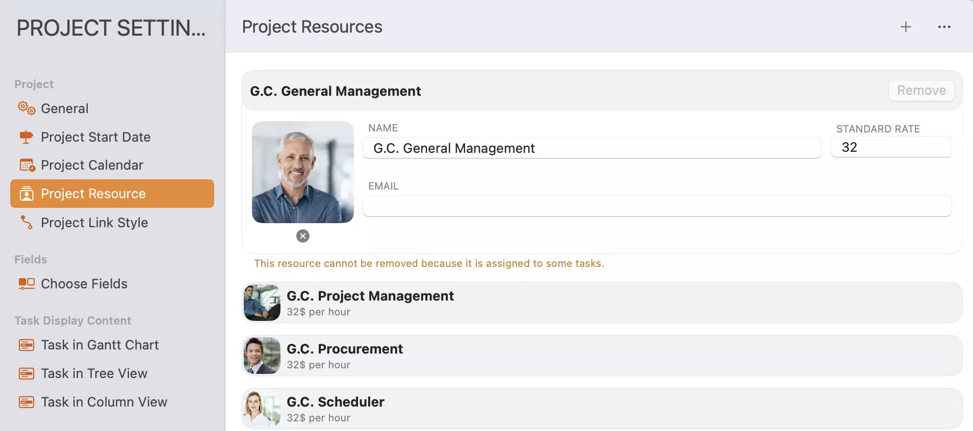 Project Settings - Resources
