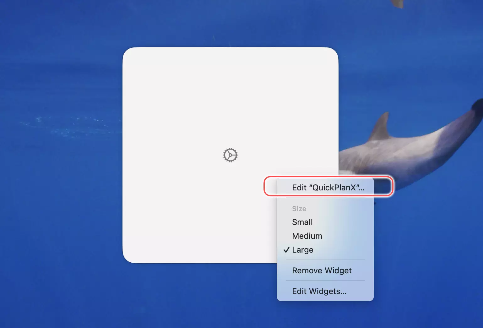Edit QuickPlanX Widget