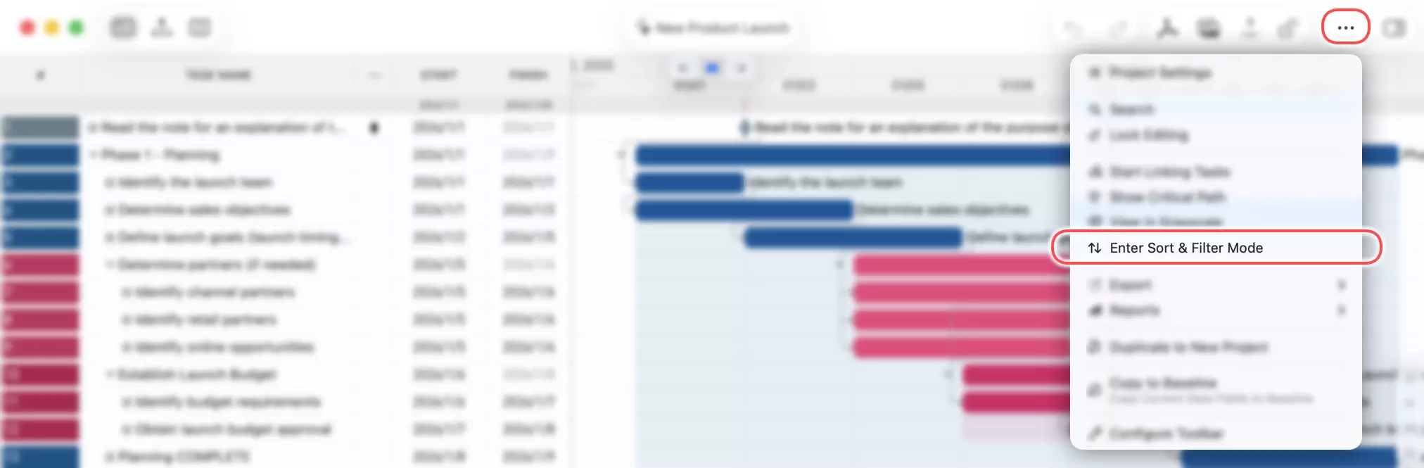 Entrer dans le Mode Trier et Filtrer