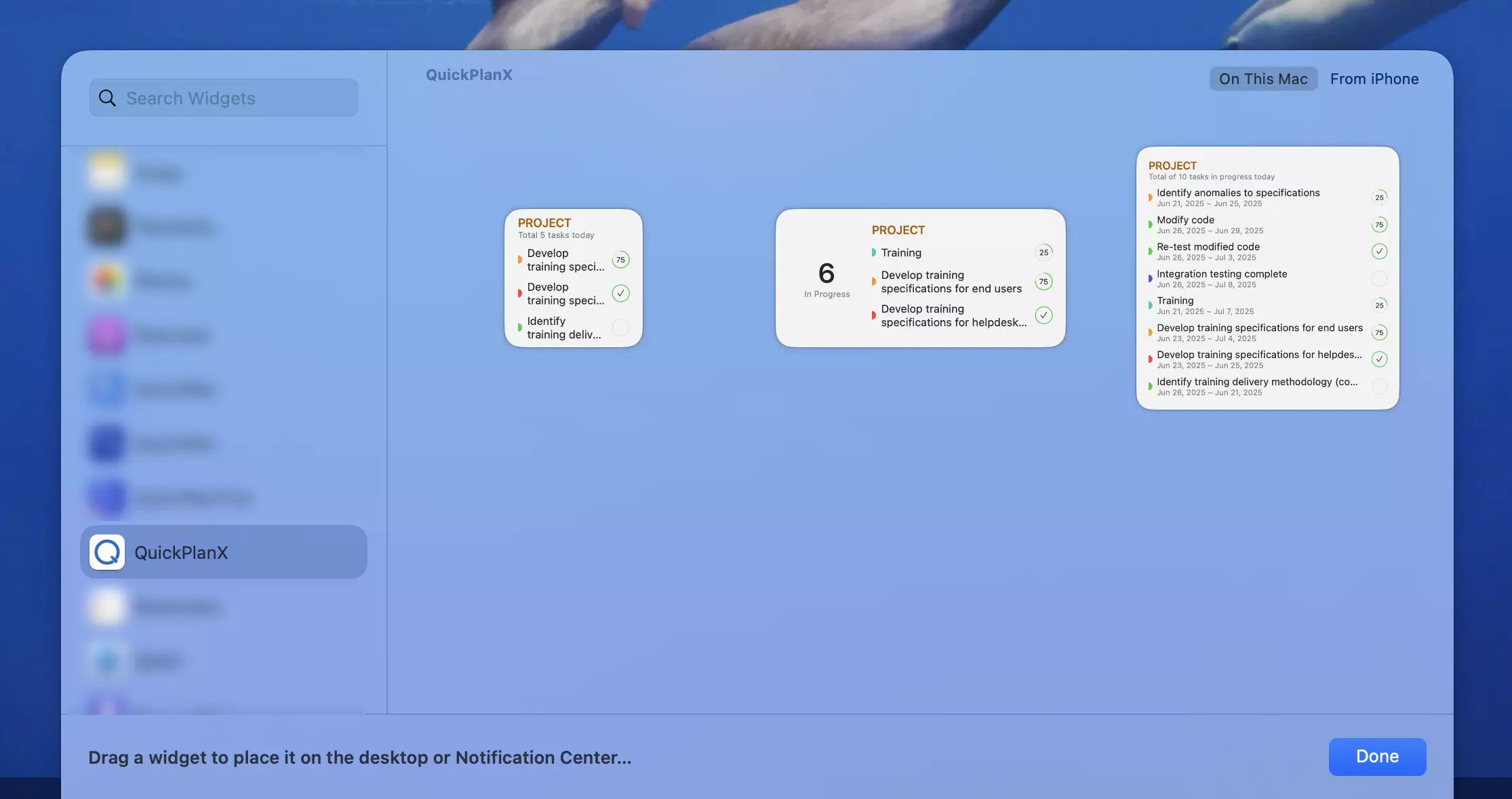 Add QuickPlanX Widget