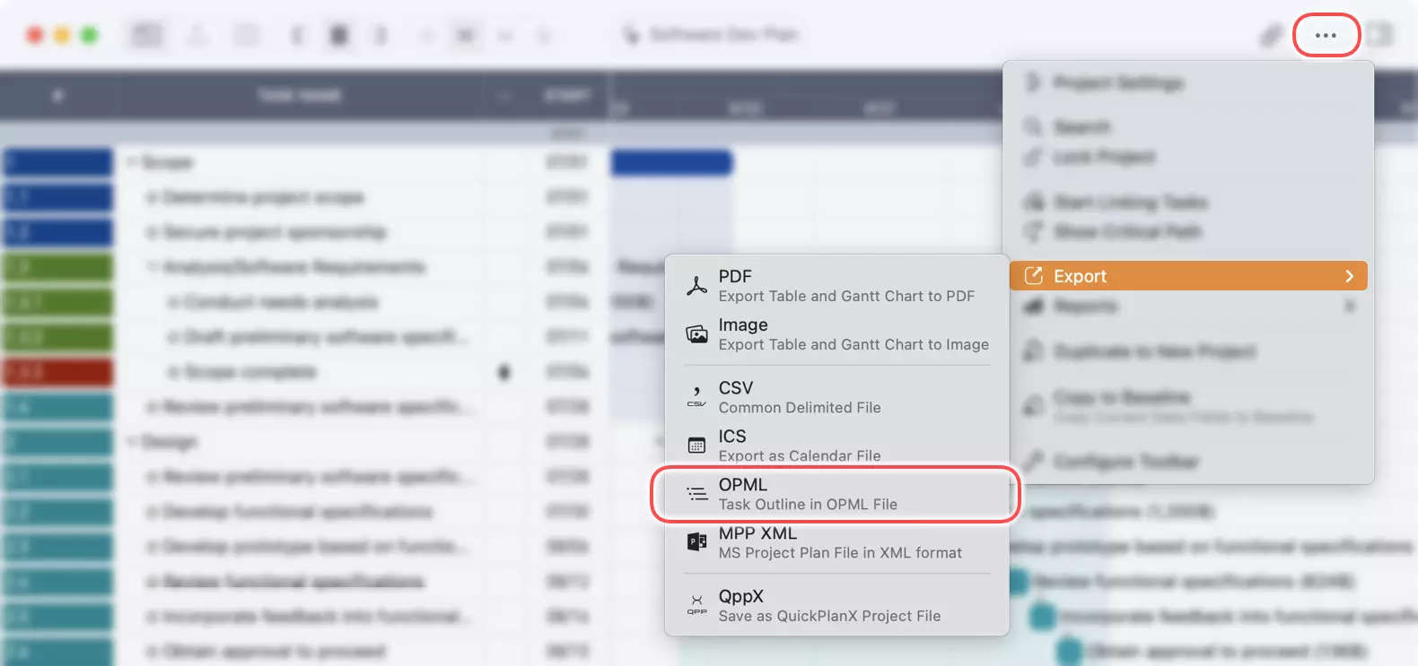 Macでプロジェクト全体をOPMLファイルにエクスポート