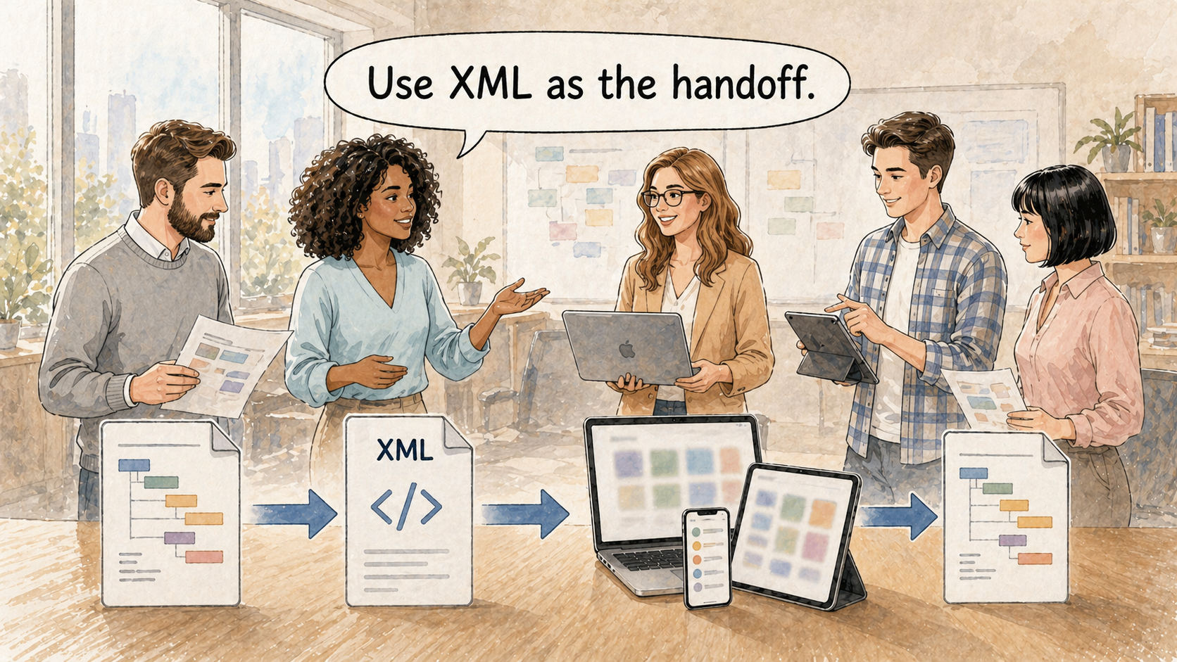 プロジェクトツールとAppleデバイス間のスケジュール引き継ぎとしてXMLを使用する計画チーム