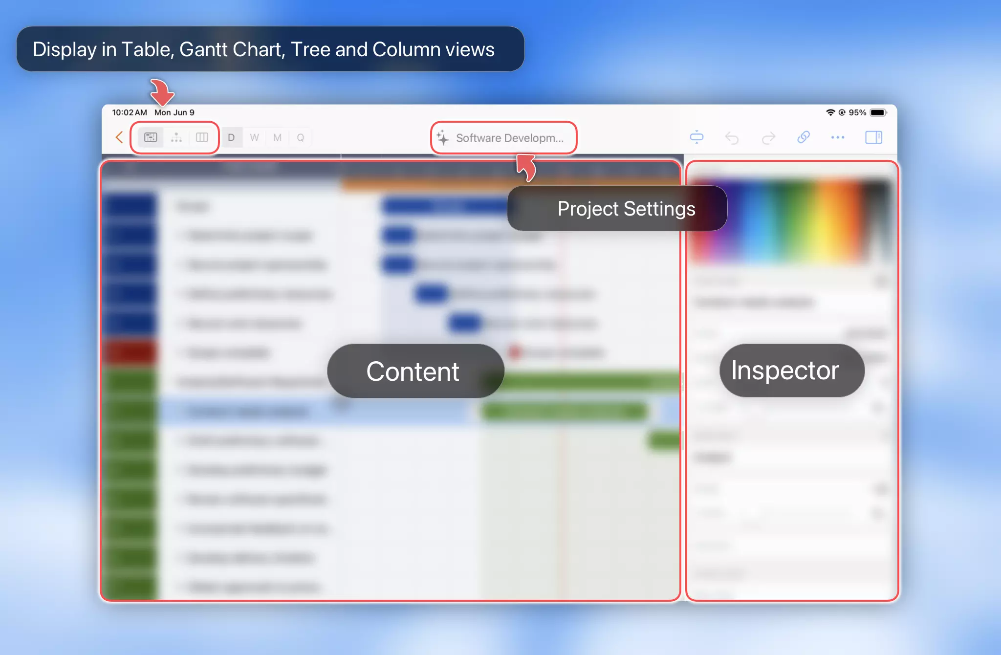 Projectvenster - iPad