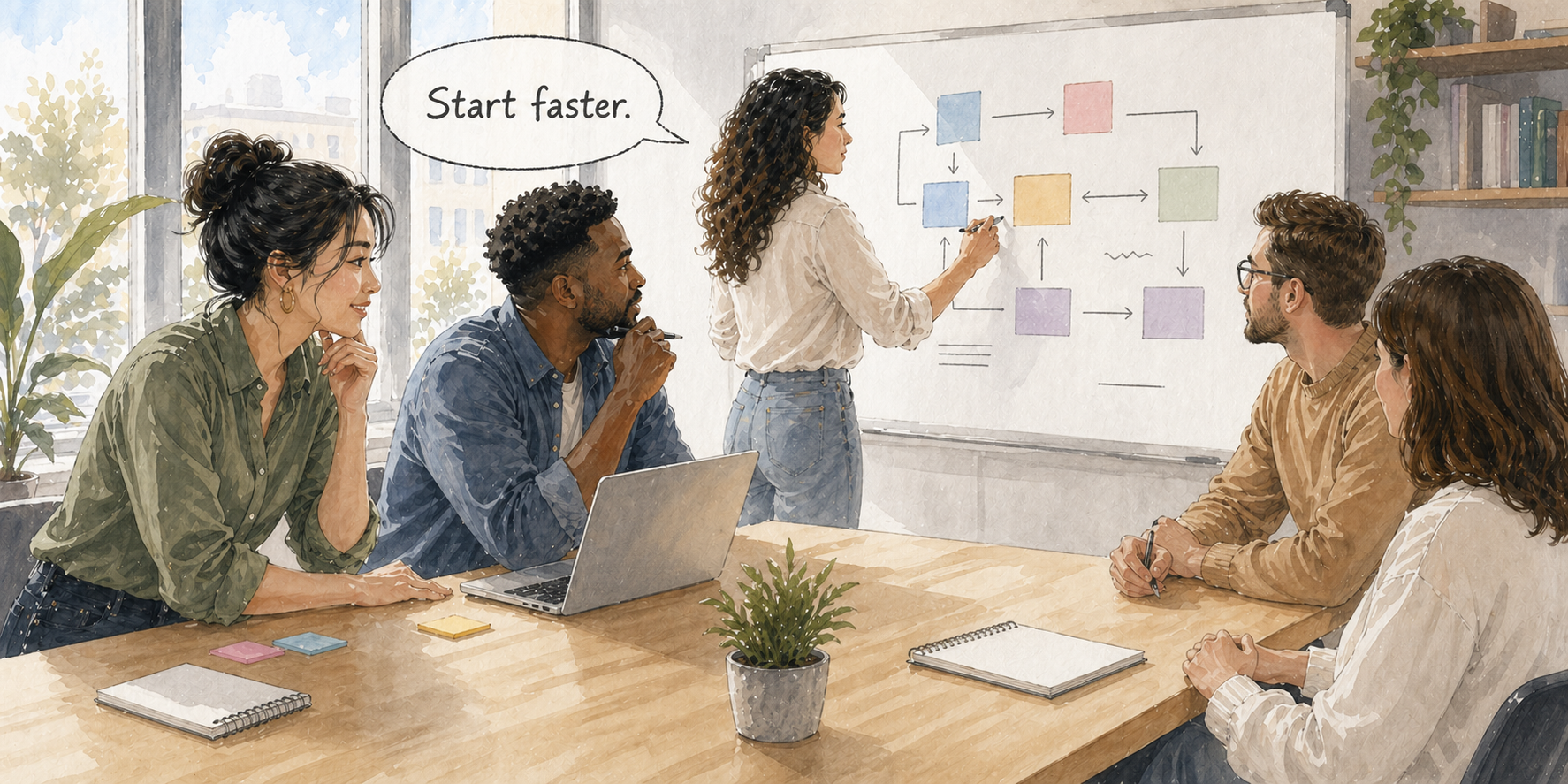 Een team dat ruwe planningsideeën sneller omzet in een projectstructuur