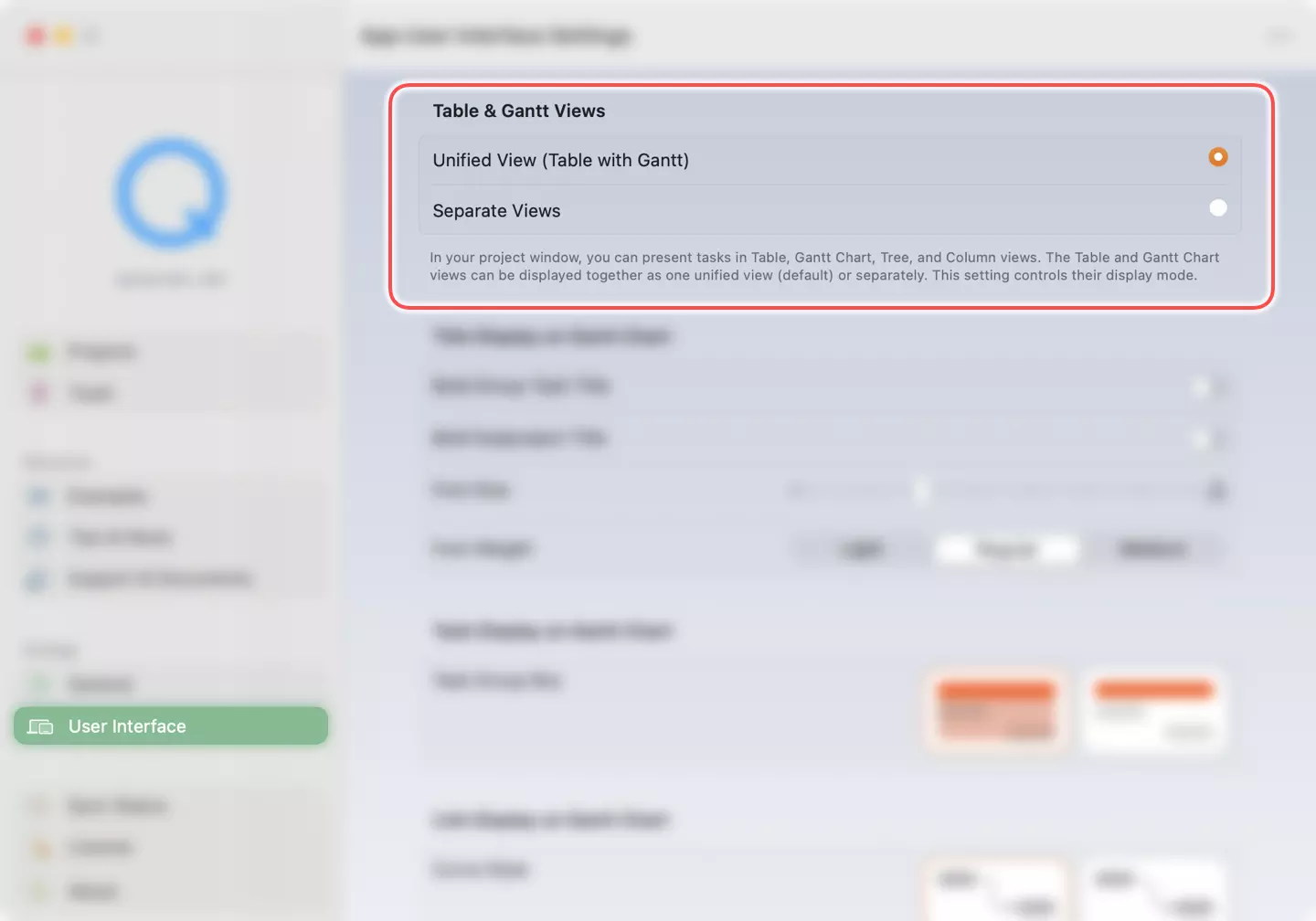项目窗口 - 应用的设置
